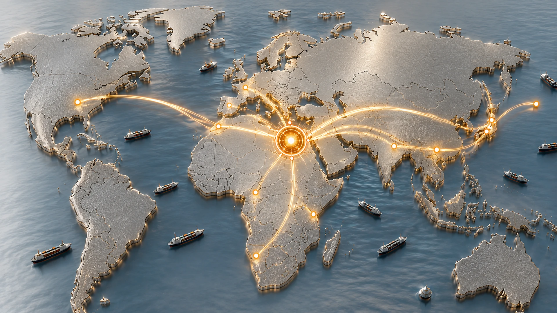 Luminous Trade Corridor Sourcing Network Background